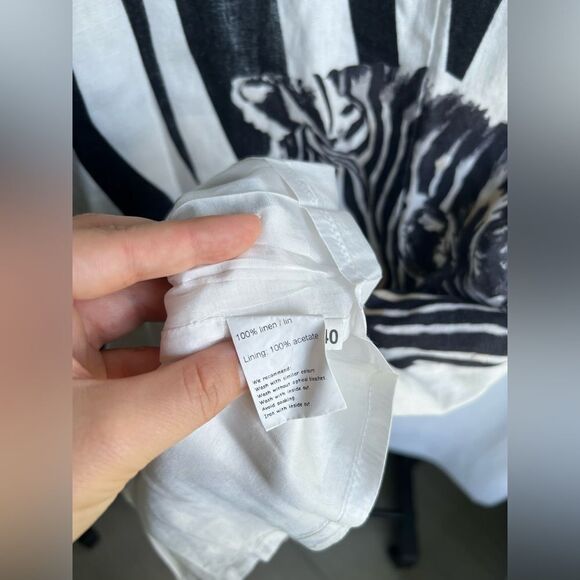 Elton 100% Linen Zebra Dress size M - Picture 8 of 10